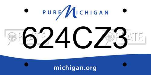 624CZ3 Michigan License Plate