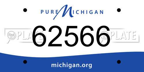 62566 Michigan License Plate