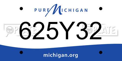 625Y32 Michigan License Plate