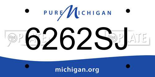 6262SJ Michigan License Plate