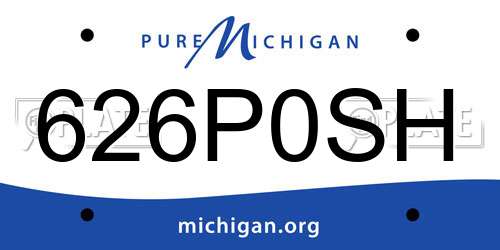 626P0SH Michigan License Plate