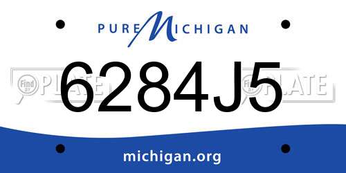 6284J5 Michigan License Plate