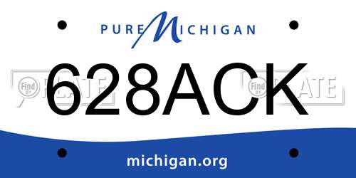 628ACK Michigan License Plate