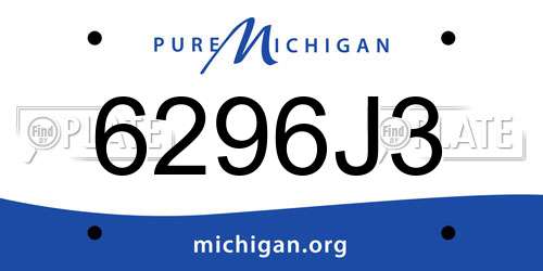 6296J3 Michigan License Plate