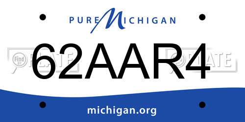 62AAR4 Michigan License Plate