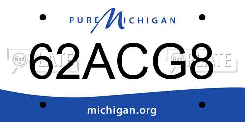 62ACG8 Michigan License Plate
