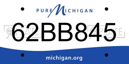 62BB845 Michigan License Plate