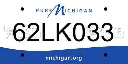 62LK033 Michigan License Plate