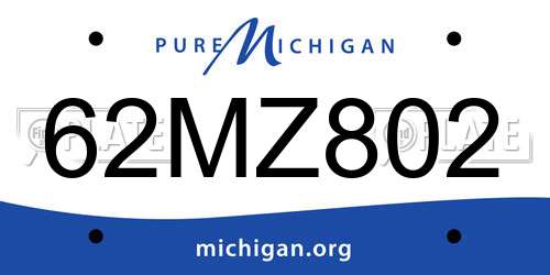 62MZ802 Michigan License Plate