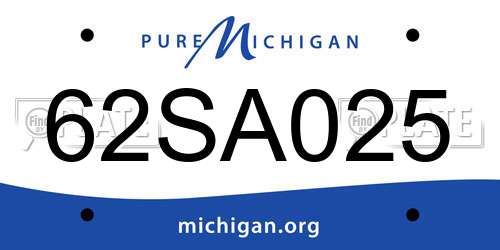62SA025 Michigan License Plate