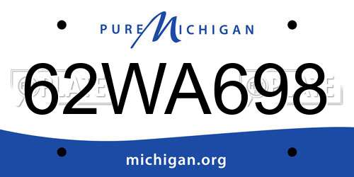 62WA698 Michigan License Plate