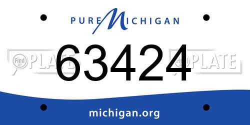 63424 Michigan License Plate