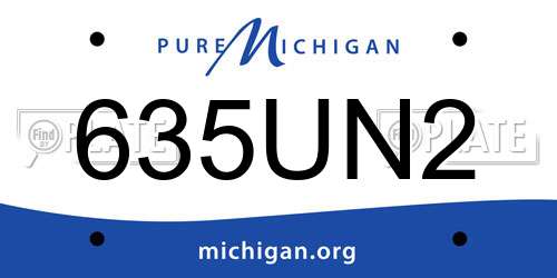 635UN2 Michigan License Plate