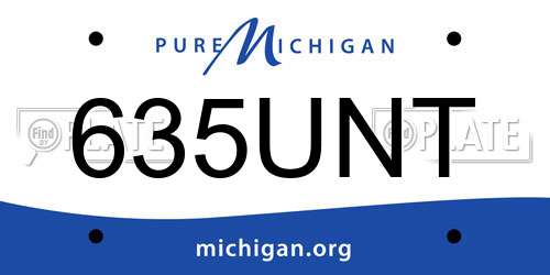 635UNT Michigan License Plate