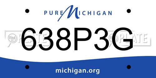 638P3G Michigan License Plate
