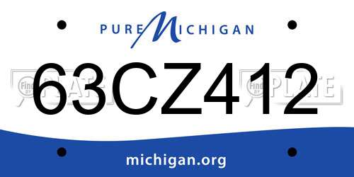 63CZ412 Michigan License Plate