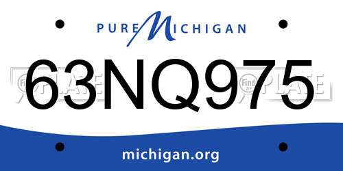 63NQ975 Michigan License Plate