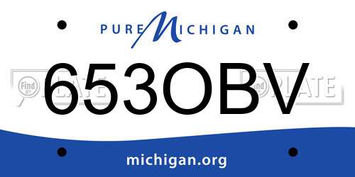 653OBV Michigan License Plate