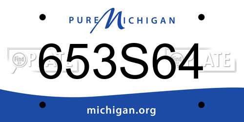 653S64 Michigan License Plate