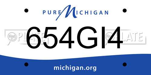 654GI4 Michigan License Plate