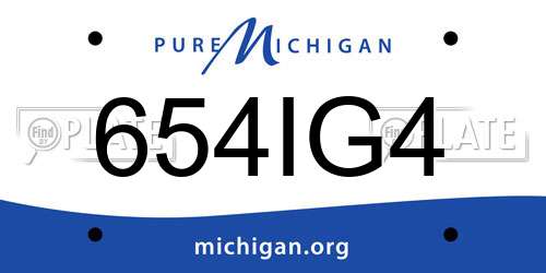 654IG4 Michigan License Plate