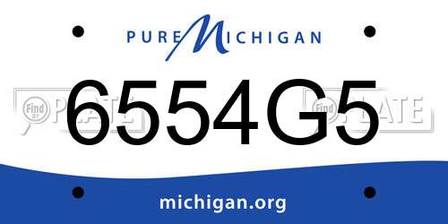 6554G5 Michigan License Plate