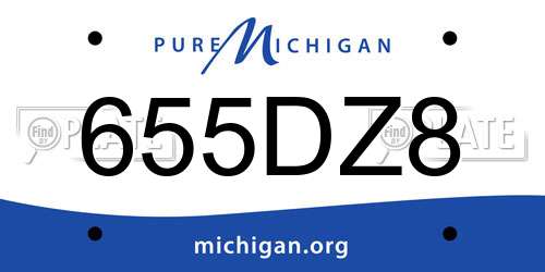 655DZ8 Michigan License Plate