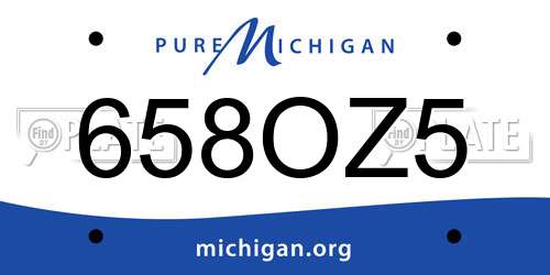 658OZ5 Michigan License Plate
