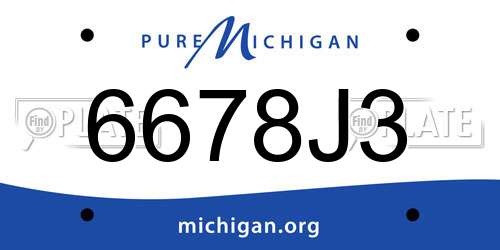 6678J3 Michigan License Plate