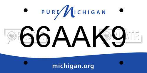 66AAK9 Michigan License Plate
