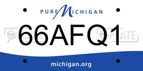 66AFQ1 Michigan License Plate