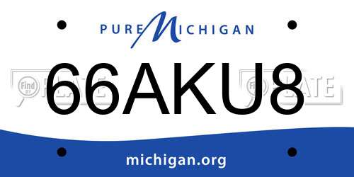 66AKU8 Michigan License Plate