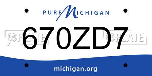 670ZD7 Michigan License Plate