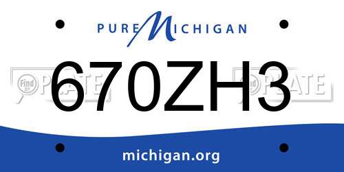 670ZH3 Michigan License Plate
