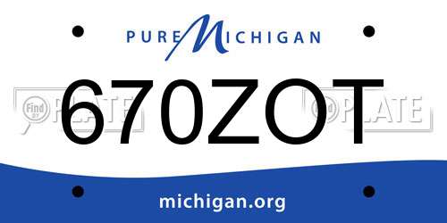 670ZOT Michigan License Plate