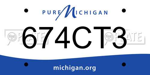 674CT3 Michigan License Plate