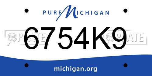 6754K9 Michigan License Plate