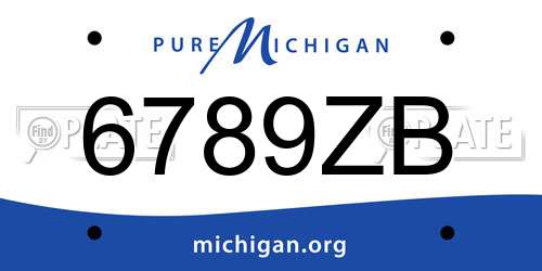 6789ZB Michigan License Plate