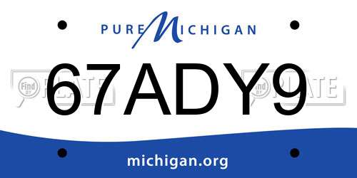 67ADY9 Michigan License Plate