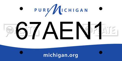67AEN1 Michigan License Plate