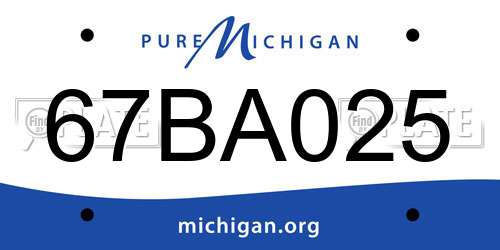 67BA025 Michigan License Plate