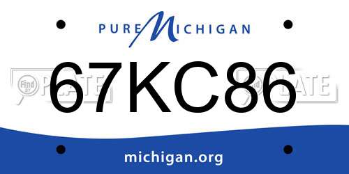 67KC86 Michigan License Plate