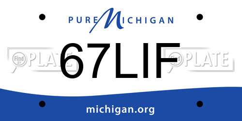 67LIF Michigan License Plate