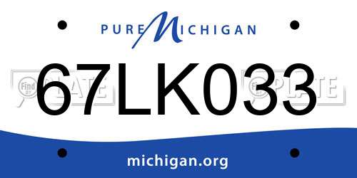 67LK033 Michigan License Plate
