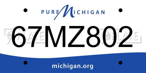 67MZ802 Michigan License Plate