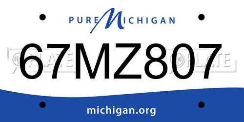 67MZ807 Michigan License Plate