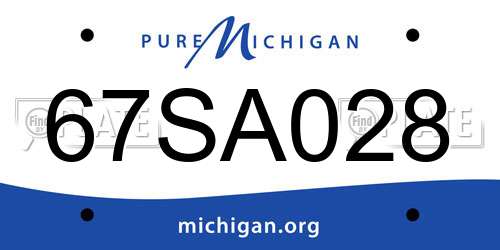 67SA028 Michigan License Plate