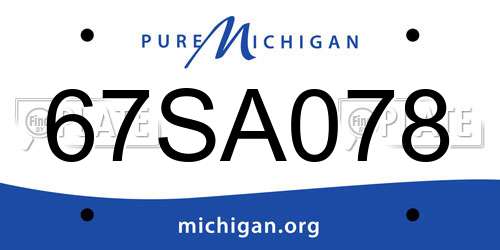 67SA078 Michigan License Plate