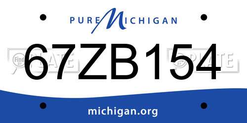 67ZB154 Michigan License Plate