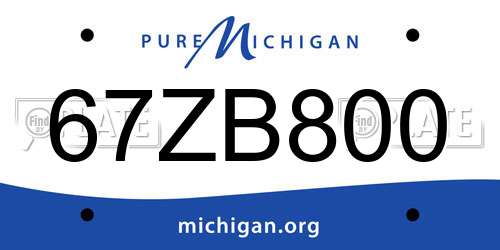 67ZB800 Michigan License Plate